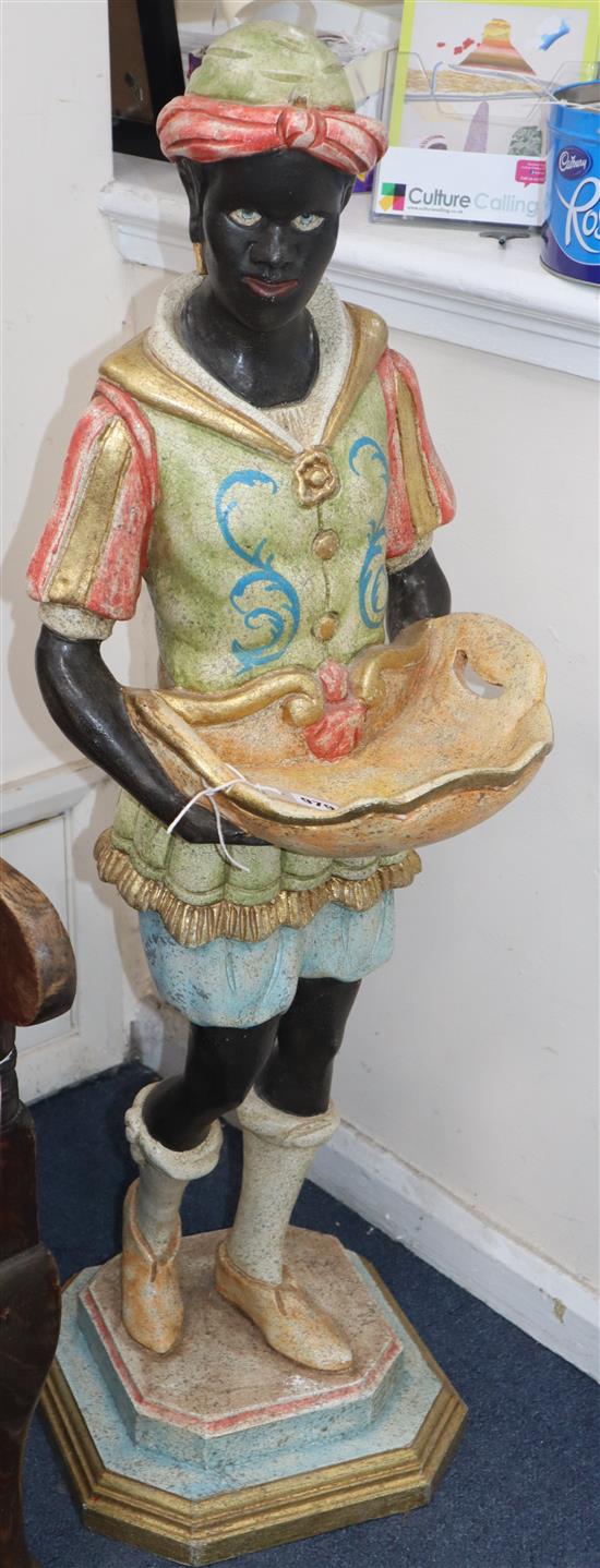 A painted wood Blackamoor dumb waiter H.106cm